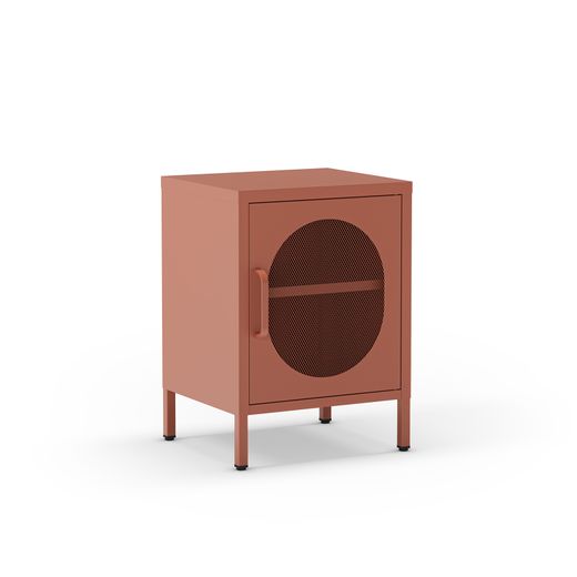 Mesita de noche de metal en terracota, 40 x 35 x 60 cm | Diora