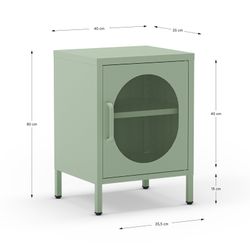 Table de chevet en métal vert menthe, 40 x 35 x 60 cm | Diora