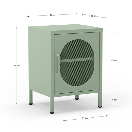 Table de chevet en métal vert menthe, 40 x 35 x 60 cm | Diora