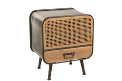 Table de chevet en métal et noir/bois naturel, 50x39x60 cm