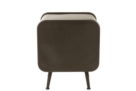 Table de chevet en métal et noir/bois naturel, 50x39x60 cm