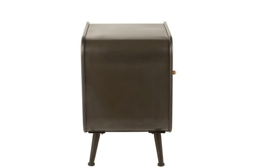 Table de chevet en métal et noir/bois naturel, 50x39x60 cm