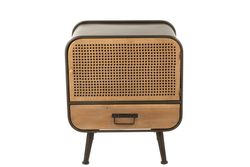 Table de chevet en métal et noir/bois naturel, 50x39x60 cm