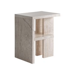 Mesita de noche de piedra en beige, 40 x 35 x 51 cm | Korba