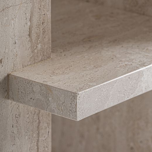 Mesita de noche de piedra en beige, 40 x 35 x 51 cm | Korba