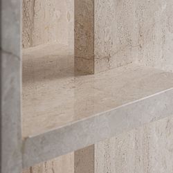 Mesita de noche de piedra en beige, 40 x 35 x 51 cm | Korba