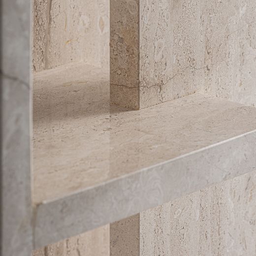 Mesita de noche de piedra en beige, 40 x 35 x 51 cm | Korba