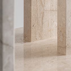 Mesita de noche de piedra en beige, 40 x 35 x 51 cm | Korba