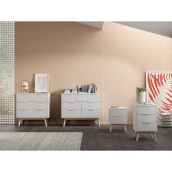 Sängbord i vitt och naturligt furu, 40 x 35 x 53 cm | Campus