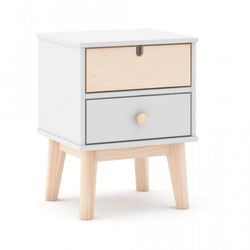 White and natural pine bedside table, 40 x 35 x 53.1 cm | Stephanie