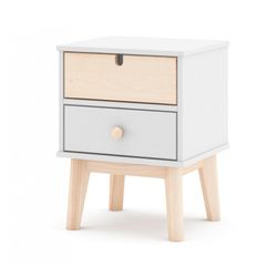White and natural pine bedside table, 40 x 35 x 53.1 cm | Stephanie