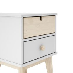 White and natural pine bedside table, 40 x 35 x 53.1 cm | Stephanie