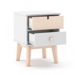 White and natural pine bedside table, 40 x 35 x 53.1 cm | Stephanie
