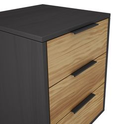 Pine nightstand in natural and black, 40 x 35 x 65.5 cm | lavis
