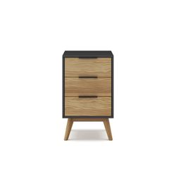 Pine nightstand in natural and black, 40 x 35 x 65.5 cm | lavis
