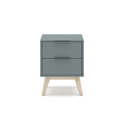 Pine nightstand in green and natural color, 40 x 35 x 53 cm | Pisco
