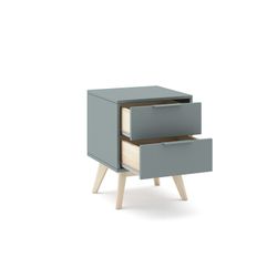 Pine nightstand in green and natural color, 40 x 35 x 53 cm | Pisco
