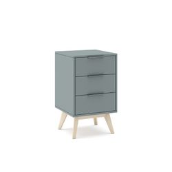 Pine nightstand in green and natural color, 40 x 35 x 65.5 cm | Pisco