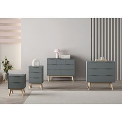 Pine nightstand in green and natural color, 40 x 35 x 65.5 cm | Pisco