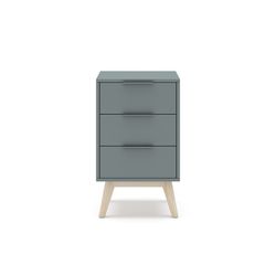 Pine nightstand in green and natural color, 40 x 35 x 65.5 cm | Pisco
