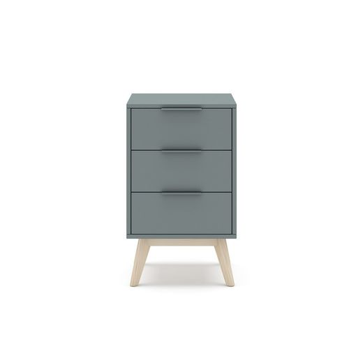 Pine nightstand in green and natural color, 40 x 35 x 65.5 cm | Pisco