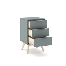 Pine nightstand in green and natural color, 40 x 35 x 65.5 cm | Pisco