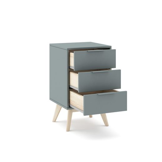 Pine nightstand in green and natural color, 40 x 35 x 65.5 cm | Pisco