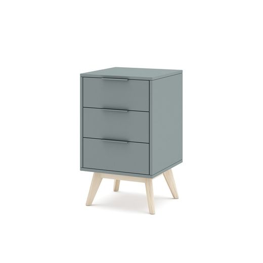 Pine nightstand in green and natural color, 40 x 35 x 65.5 cm | Pisco