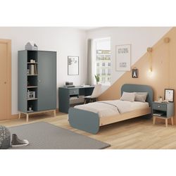 Green and natural pine bedside table, 40 x 35 x 53.1 cm | Esteban