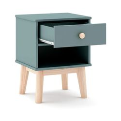 Green and natural pine bedside table, 40 x 35 x 53.1 cm | Esteban