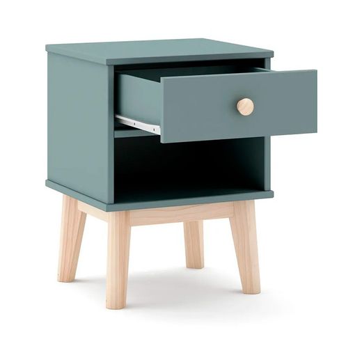 Green and natural pine bedside table, 40 x 35 x 53.1 cm | Esteban