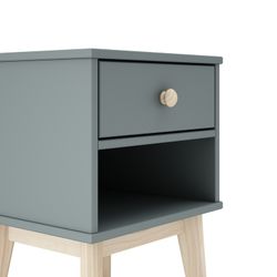 Green and natural pine bedside table, 40 x 35 x 53.1 cm | Esteban