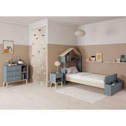 Green and natural pine bedside table, 40 x 35 x 53.1 cm | Esteban