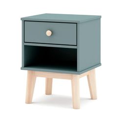 Green and natural pine bedside table, 40 x 35 x 53.1 cm | Esteban