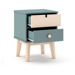 Comodino in pino verde e naturale, 40 x 35 x 53,1 cm | Stefania