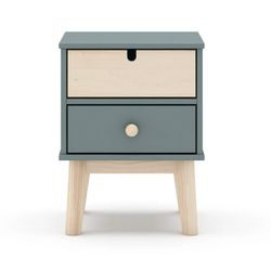 Comodino in pino verde e naturale, 40 x 35 x 53,1 cm | Stefania