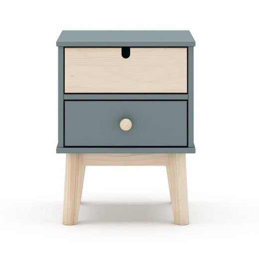 Grønt og naturligt fyrretræ sengebord, 40 x 35 x 53,1 cm | Stephanie
