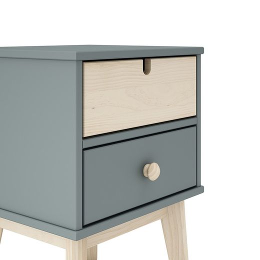 Grønt og naturligt fyrretræ sengebord, 40 x 35 x 53,1 cm | Stephanie