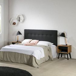 Nattbord i svart furu och trä, 40 x 40 x 52 cm