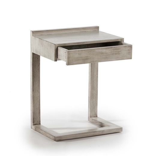 Table de chevet en bois gris voilé, 50x35x66 cm