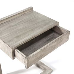 Table de chevet en bois gris voilé, 50x35x66 cm