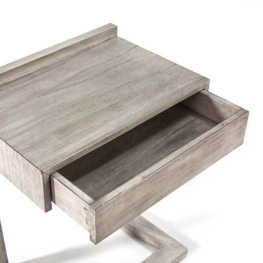 Table de chevet en bois gris voilé, 50x35x66 cm