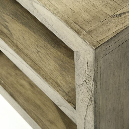 Table de chevet en bois gris voilé, 50x40x55 cm