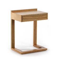 Mesita de noche de madera natural velado, 50x35x66 cm