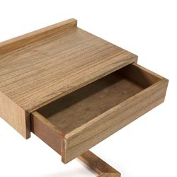 Mesita de noche de madera natural velado, 50x35x66 cm