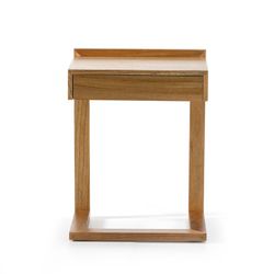 Mesita de noche de madera natural velado, 50x35x66 cm