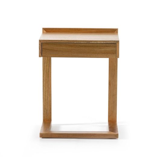 Mesita de noche de madera natural velado, 50x35x66 cm