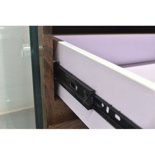 Sebas Nattduksbord i trä och naturligt/transparent böjt glas, 50x43x50 cm