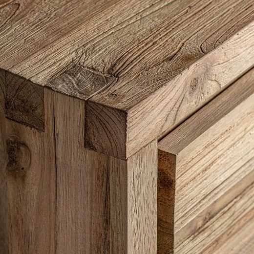 Table basse Lux en bois de teck naturel recyclé, 55 x 45 x 60 cm