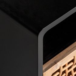 Τραπεζάκι σαλονιού κολλητό σε ξύλο ελάτης, ξύλο DM και σίδερο σε μαύρο/φυσικό, 48 x 35 x 51 cm
